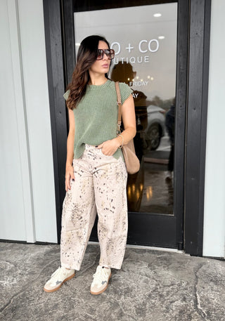 Snow leopard barrel jeans