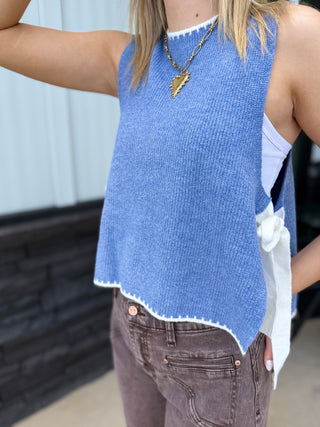Effortless Weekend side tie sweater vest