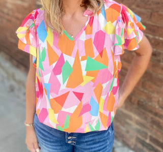 Triangle Dobby Ruffle top
