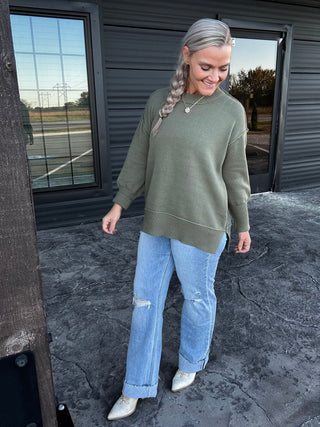 High Rise Slim Wide leg Raw Hem Jeans