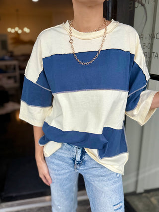 Polly Navy color block top