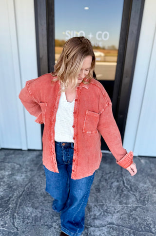 Rust Henley Shacket