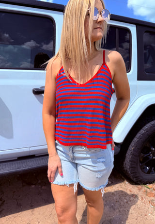 Cherry striped flare cami