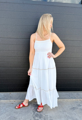 Ivory Smocked Maxi dress