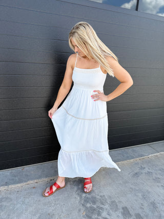 Ivory Smocked Maxi dress