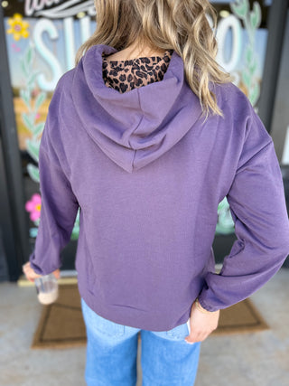 Purple Hoodie with Leopard hood