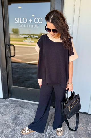 Black front tie lounge pant