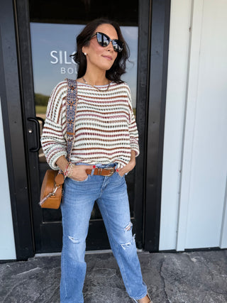 Striped Open knit Sweater