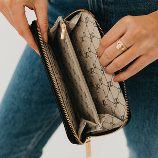 Lenni Large Zip Woven Wallet: Woven Cream
