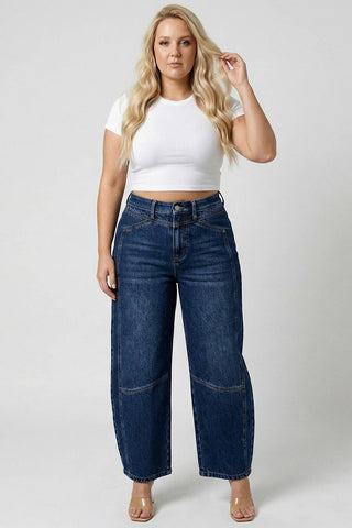 The Harper Tummy Control Barrel Jeans- Plus