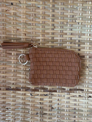 Bailey Checkered Keychain Wallet: Tan
