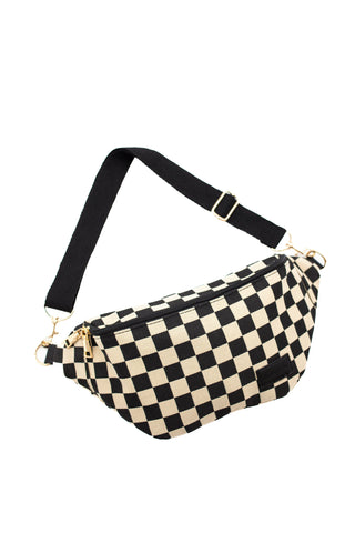 Avril Patterned Oversized Belt Bag: Checkmate