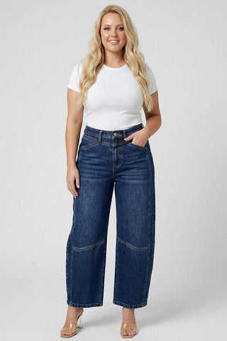 The Harper Tummy Control Barrel Jeans- Plus