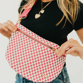 Westlyn Bum Bag Woven Checkered Pink