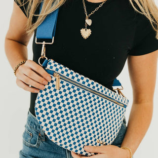 Westlyn Bum Bag Woven Checkered Royal Blue