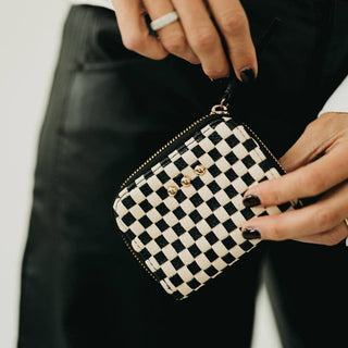 Wynona Woven Wallet Checkered Black