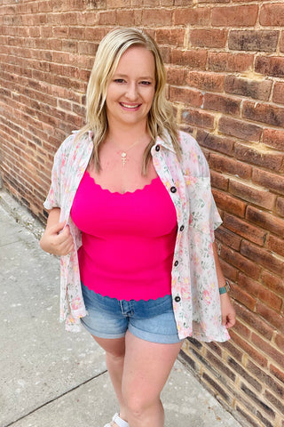 Scallop Fuchsia Knit tank